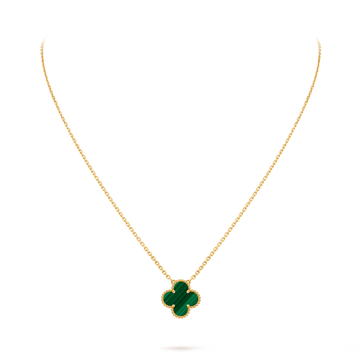 18k Gold One Clover Malachite necklace