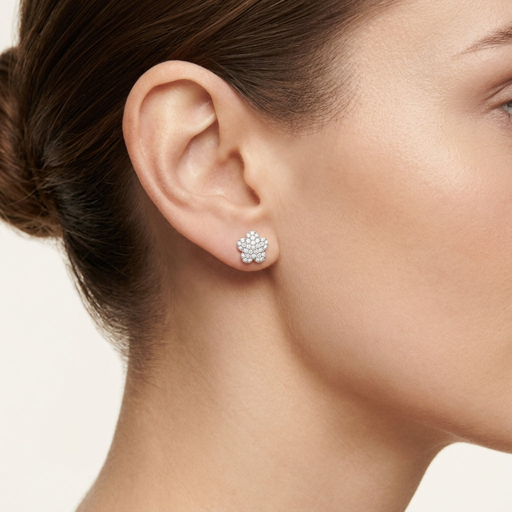 Blooming Diamond Flower Earring