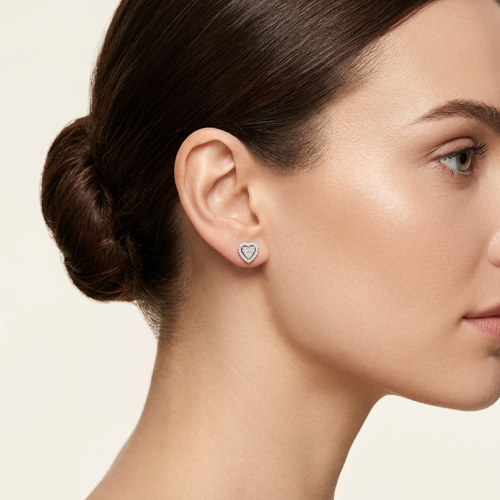 Halo Heart Diamond Earring