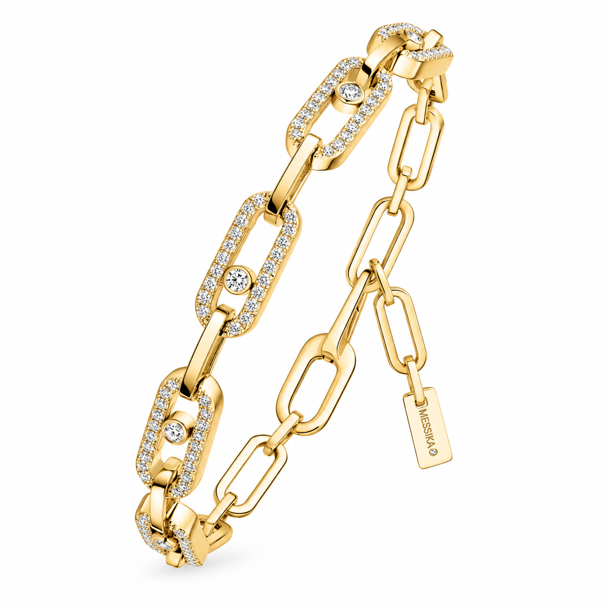 18k Gold Paperclip Mes Bracelet