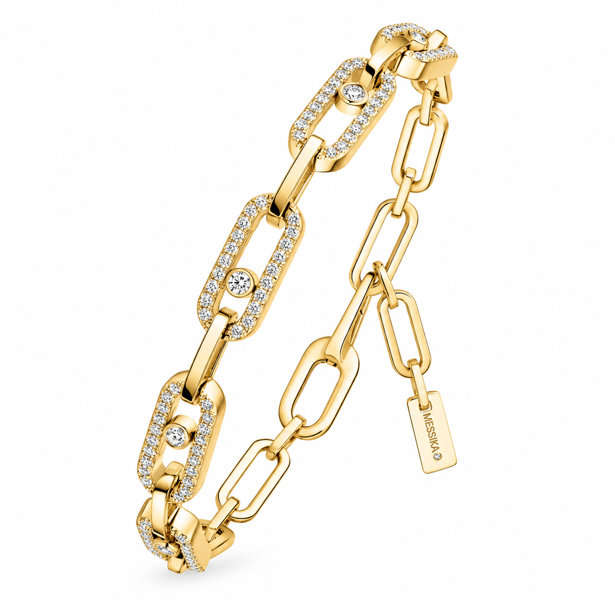 18k Gold Paperclip Mes Bracelet