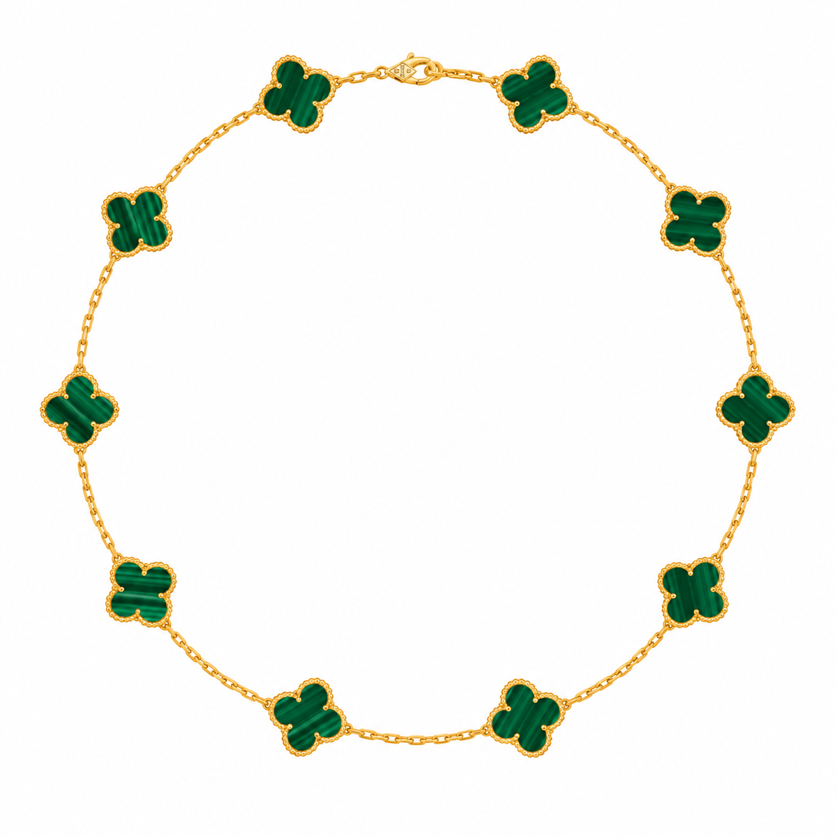 18K Gold Malachite 10 Clover necklace