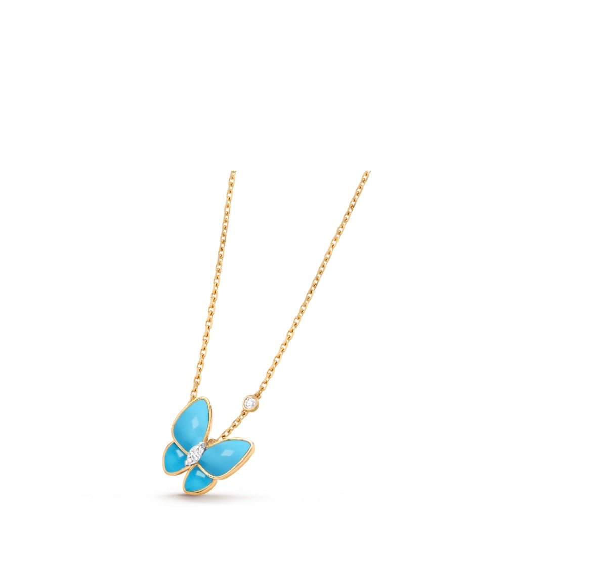 18k Gold Blue butterfly necklace