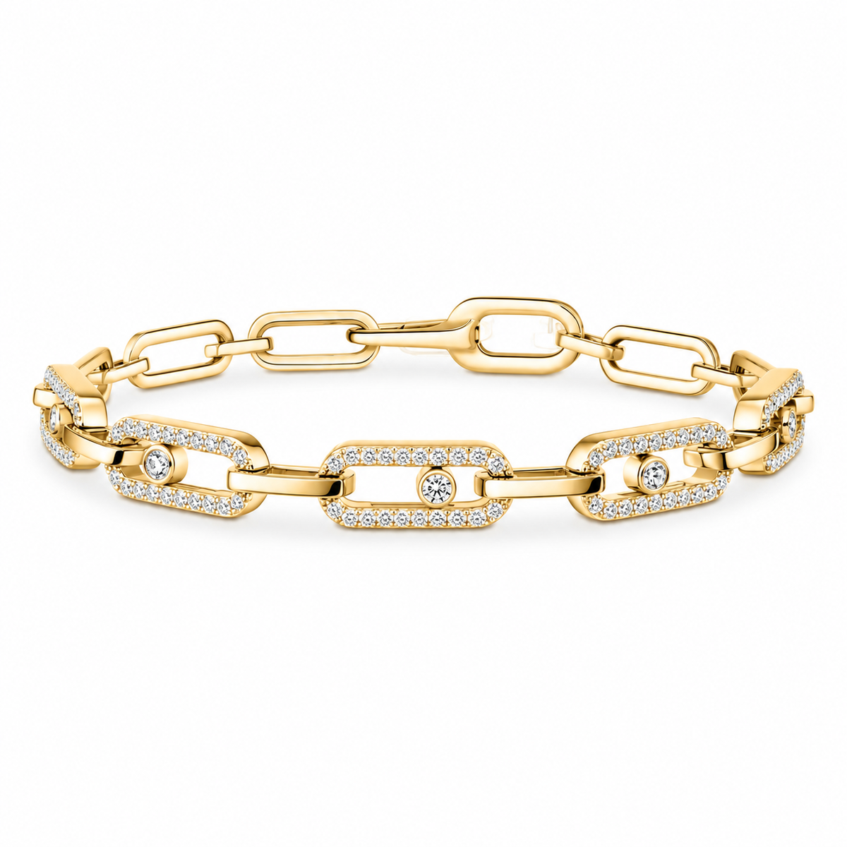 18k Gold Paperclip Mes Bracelet