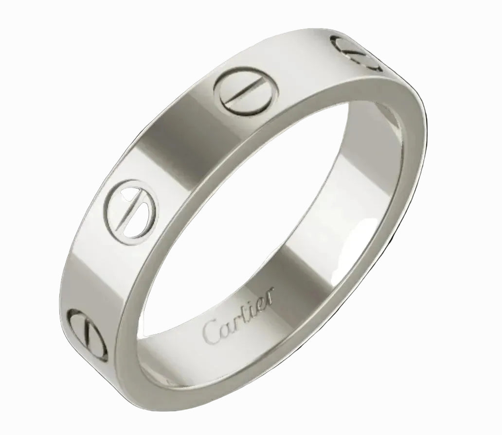 18k Gold Love ring small white