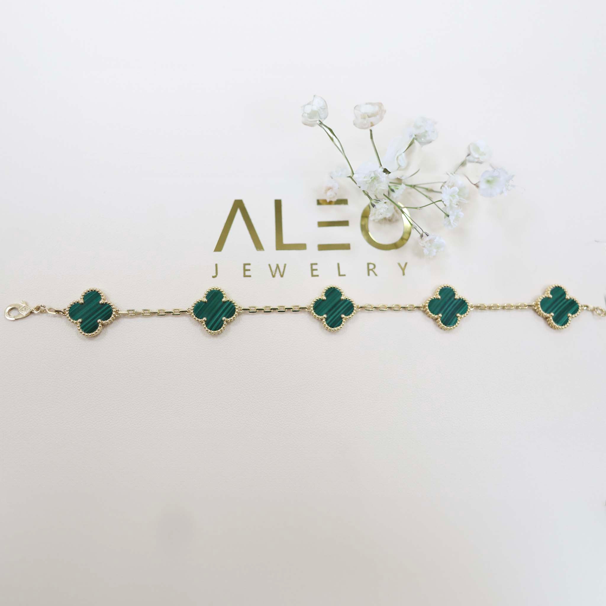 18k Gold Malachite Bracelet