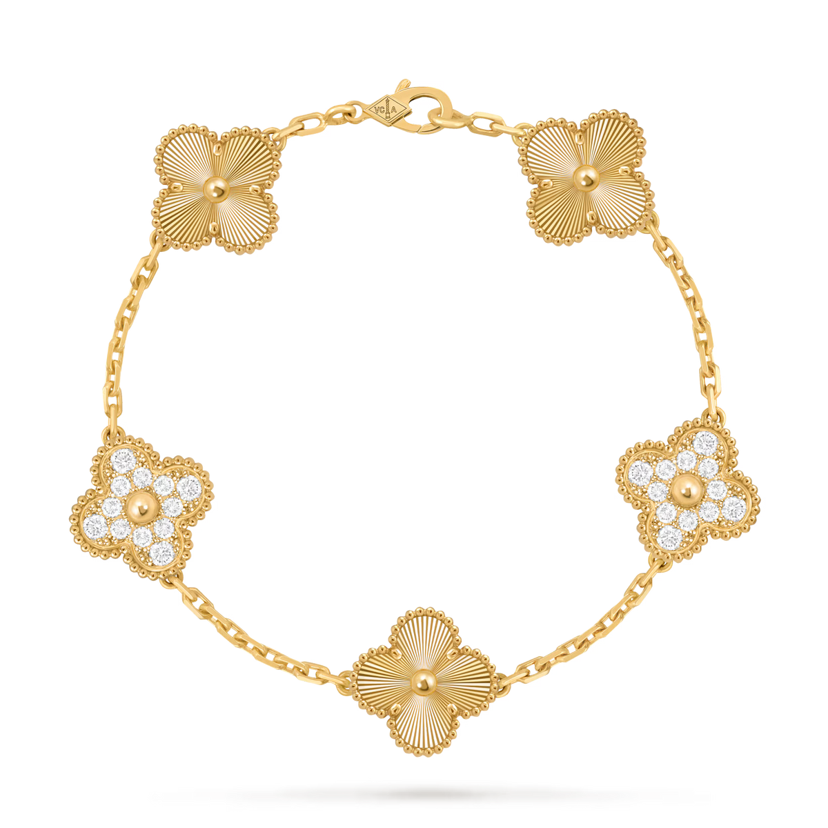 18k Gold and diamonds clover bracelet